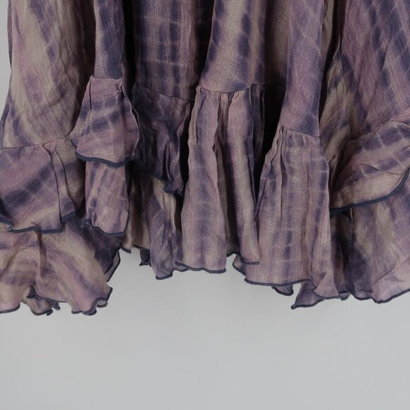 Free People Dress Lace Top Frilled Bottom Dress Blue on Top Purple Bottom XL - Picture 9 of 9